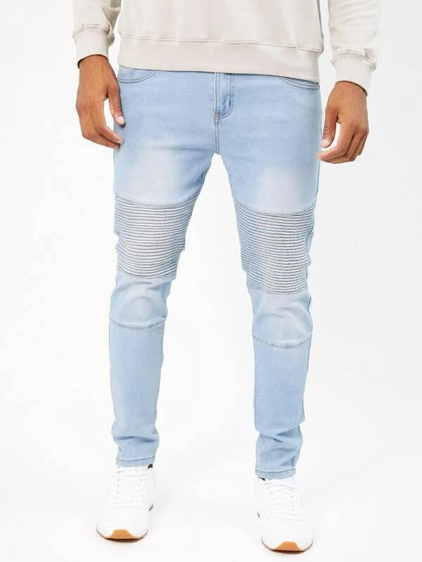 Men Striped Washed Skinny Jeans