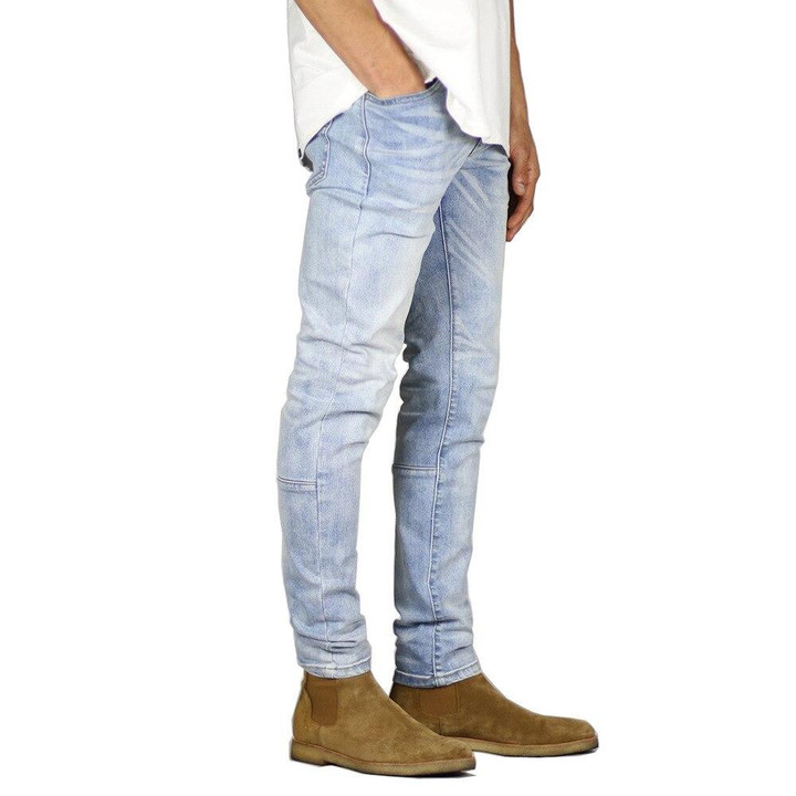 Fashion Men Skinny Jean Slim Elastic Washed Ripped Jean Hip Hop Style