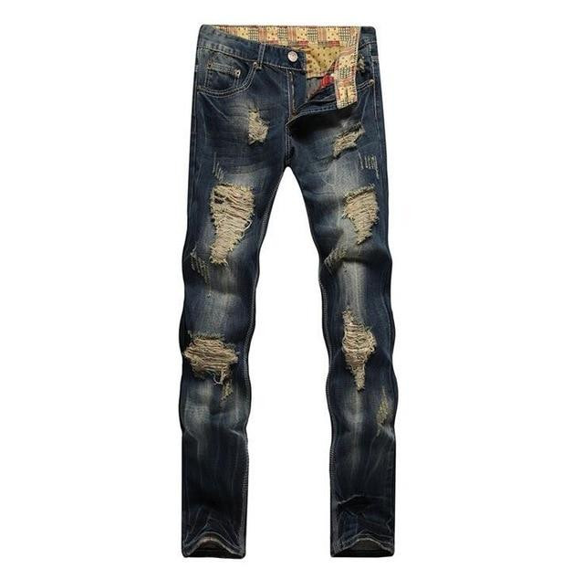 Men Destroyed Jeans With Holes Slim Casual Retro Fashion Ripped jeans