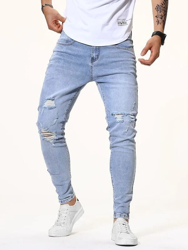 Men Ripped Solid Jeans