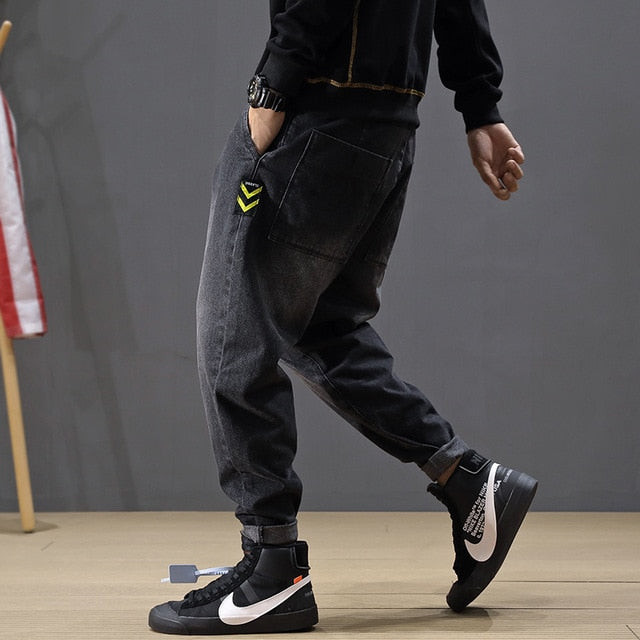 Fashion Streetwear Men Retro Loose Harem Hip Hop Jeans