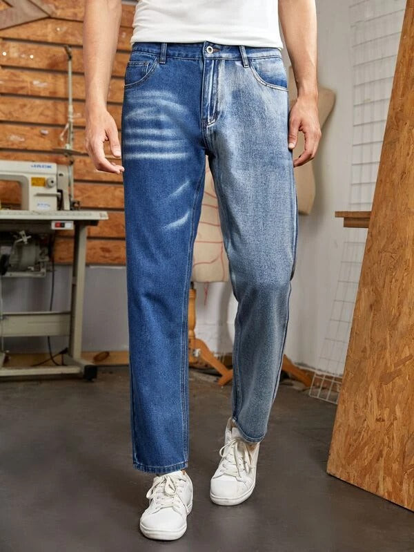 Men Two Tone Jeans