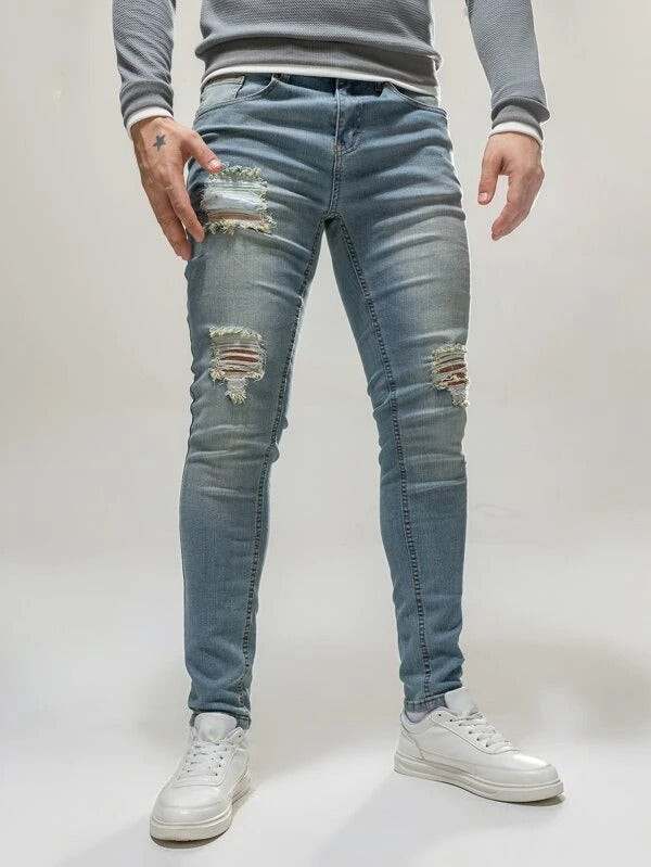 Men Skinny Destroyed Jeans