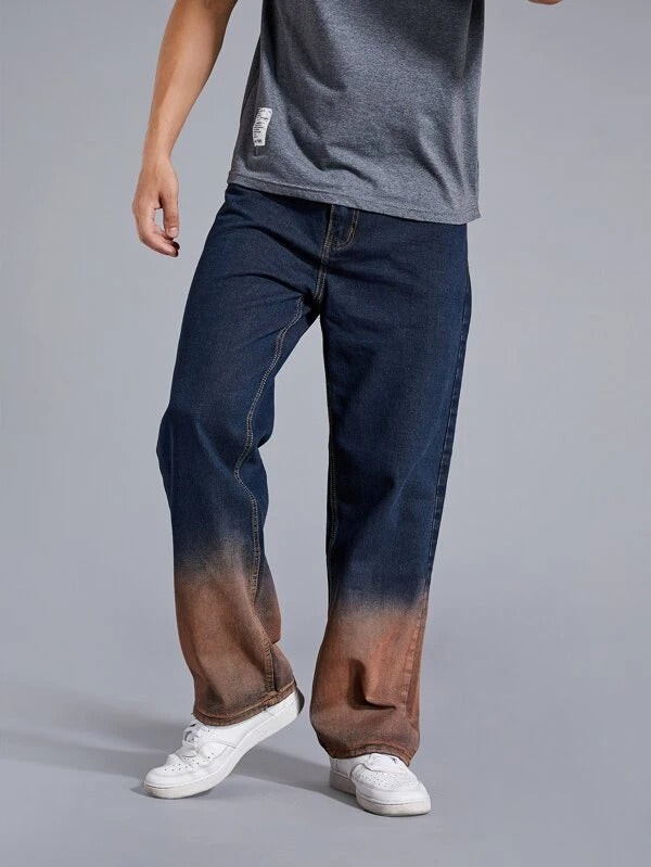 Men Ombre Straight Leg Jeans