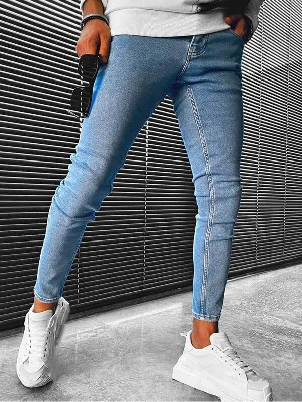 Men Solid Skinny Cropped Jeans
