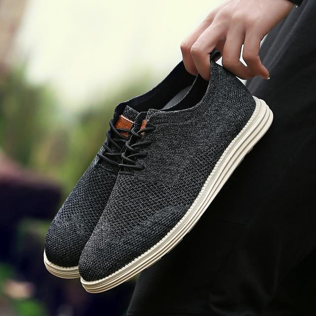 New Vintage Men Casual Shoes Formal Brogue Weave Carved Sneakers