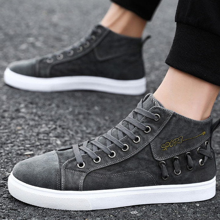 Fashion Style Men Canvas Shoes Cross Tied High Top Sneakers
