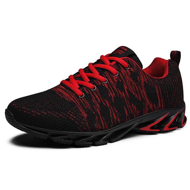 Men Lace-up Blade Sneakers Breathable Shock Flying Woven Sport Running Shoes