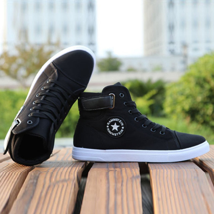 Men High Top Canvas Shoes Fashion Lace Up Sneakers