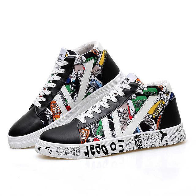 Graffiti Canvas Men Casual Shoes Breathable Outdoo Sneakers