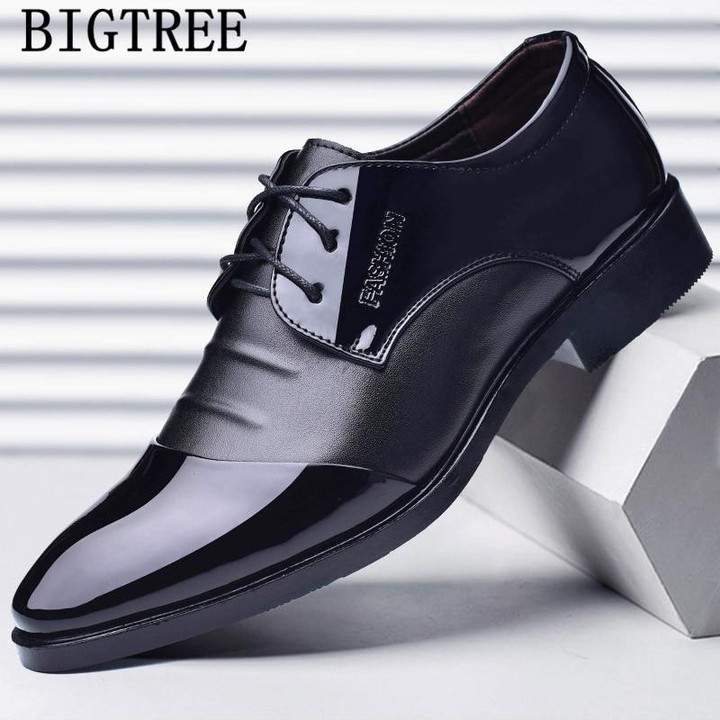Men dress shoes genuine leather top brand designer formal shoes