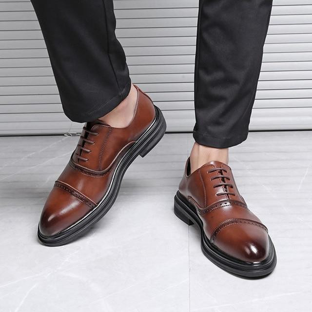Men Fashion British Style Lace Up Leather Oxfords Shoes