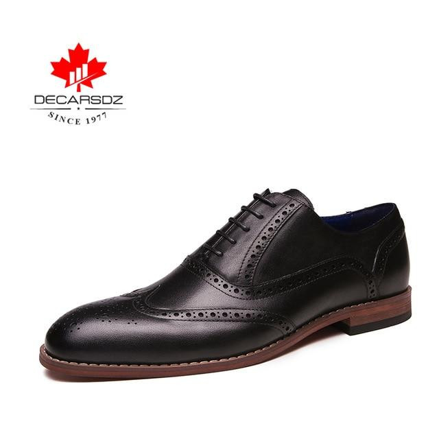 Men Dress Shoes Top Brand Full Grain British Original Design Genuine Leather Oxford Shoes