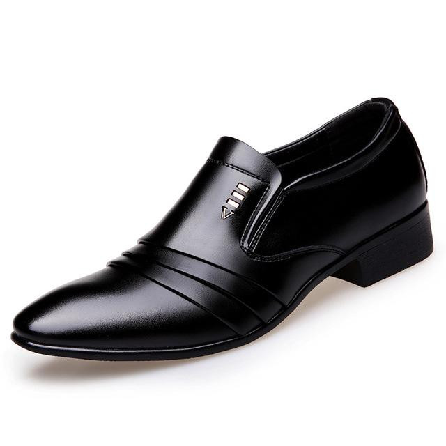 Men Fashion Leather Pointy Breathable Formal Oxfords Shoes