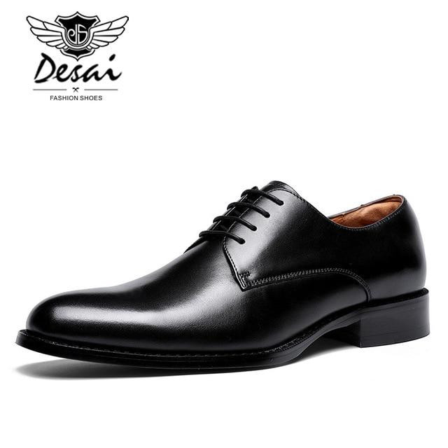 Men Genuine Leather Gentleman British Style Handmade Business Dress Shoes