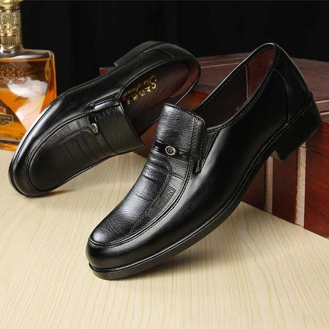 Men Fashion Flat Round Toe Handmade Leather Dress Shoes