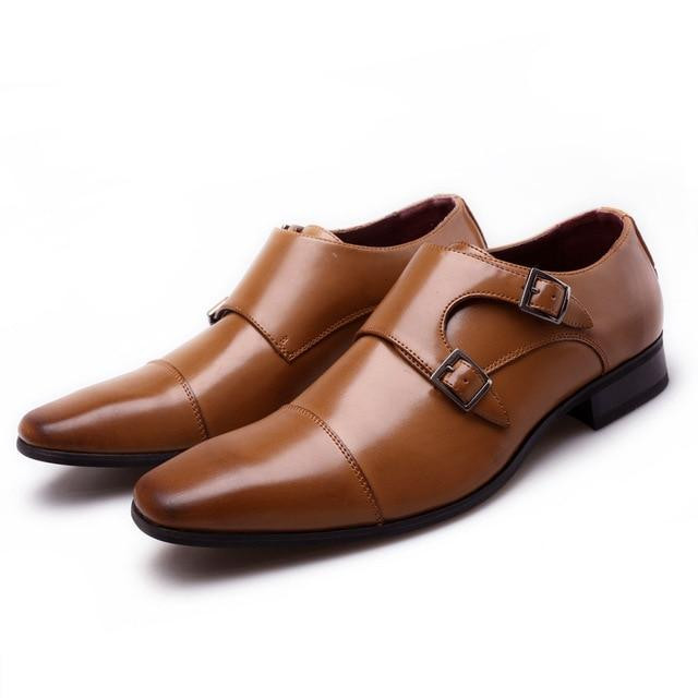 Men Luxury Leather Handmade Square Toe Classic Dress Shoes