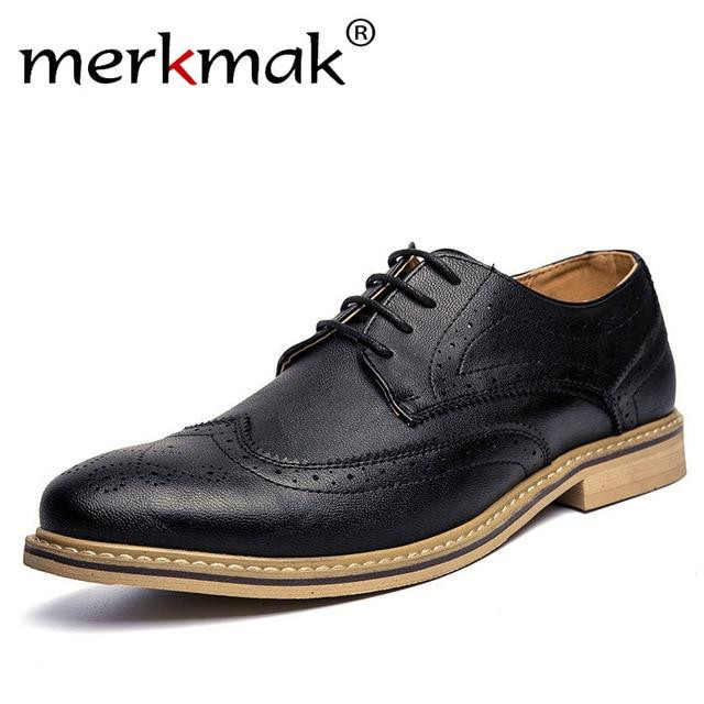 Men British Style Fashion Leather Brogue Oxfords Shoes