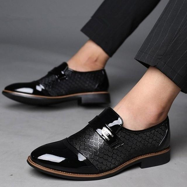 Men Formal Dress Shoes Pointed Toe Fashion Leather Flats Oxford Shoes