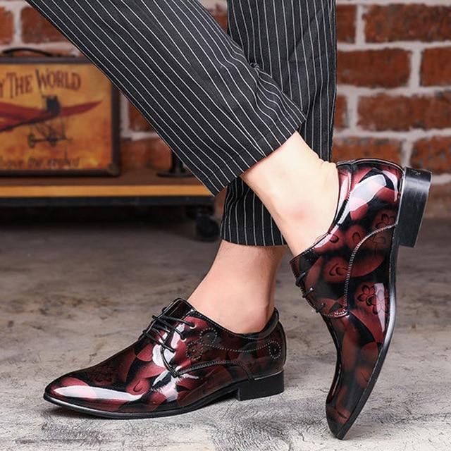 Men Dress Shoes Fashion Design Patent Leather Oxford Shoes