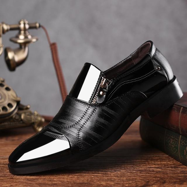 Men Dress Shoes Patent Leather Elegant Design Classic Oxford Shoes