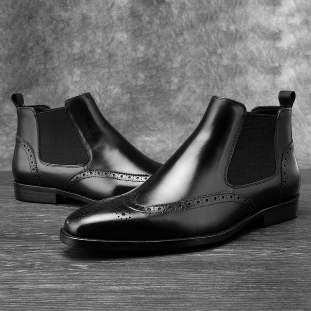 Italian Handmade Men Luxury Genuine Leather Ankle Dress Shoes