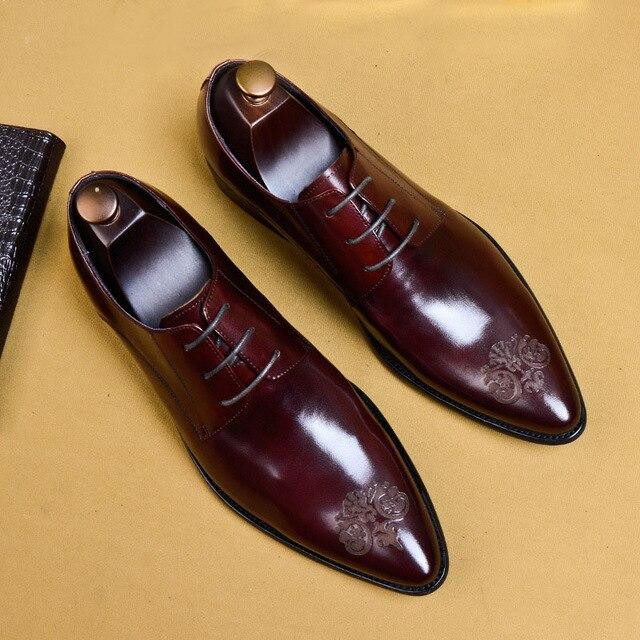 Elegant Design Men Genuine Leather British Style Oxfords Dress Shoes