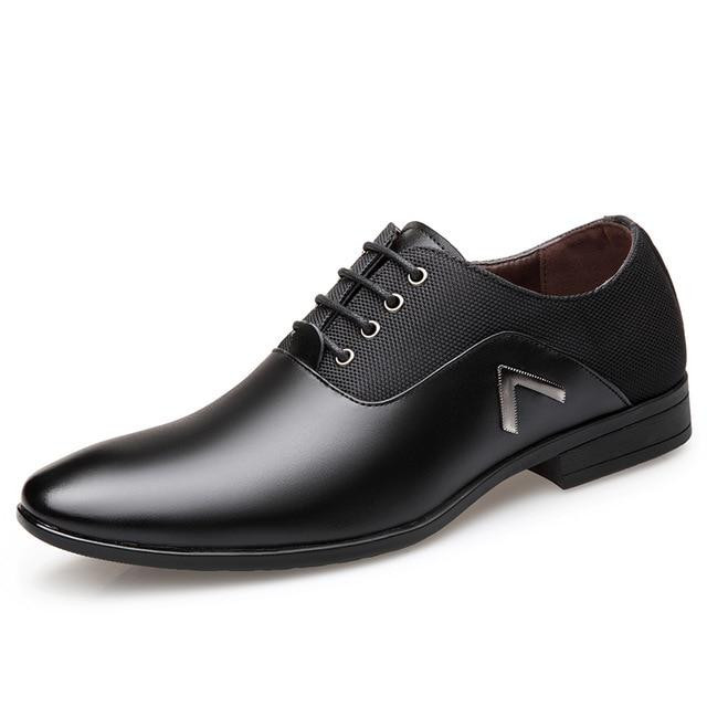 Men Dress Shoes Leather Luxury Fashion Lace Up Oxford Shoes