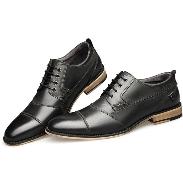 Men Dress Shoes Handmade Genuine Leather Lace-up Oxford Shoes