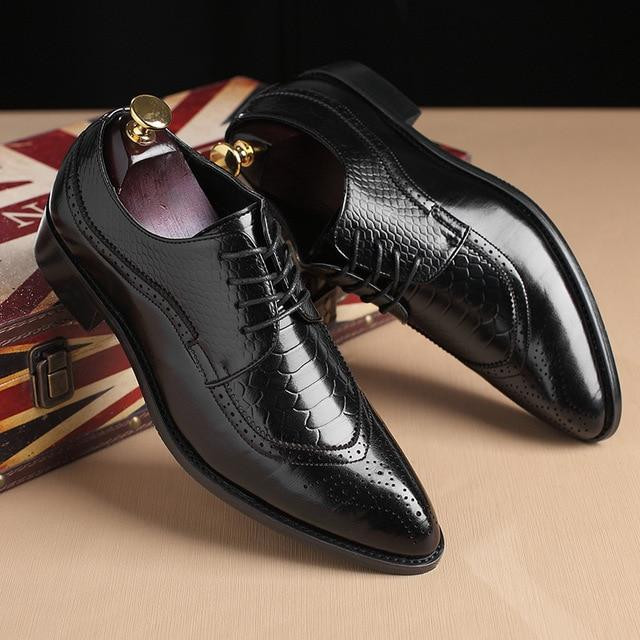 Men Dress Shoes Luxury Italian Design Leather Fashion Business Oxfords Shoes