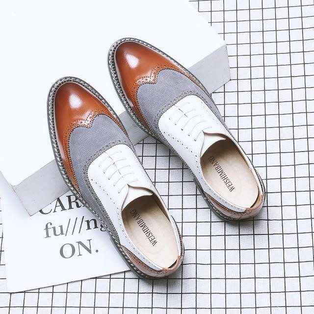 Men Dress Shoes New Arrival Retro Fashion Leather Pointed Oxford Shoes