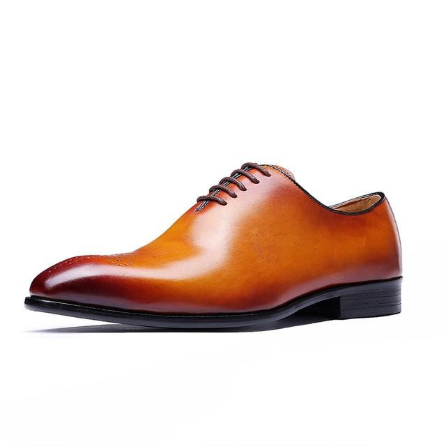 Men Genuine Leather Classic Lace Up Luxury Oxfords Dress Shoes