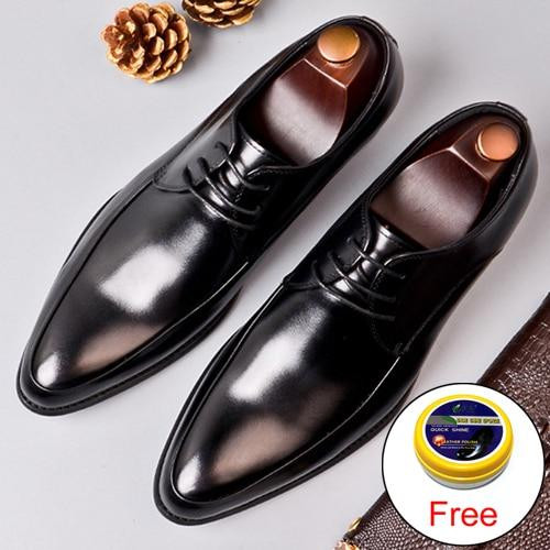 Men Formal Dress Shoes Fashion Classic Derby Genuine Leather Handmade Oxford Shoes