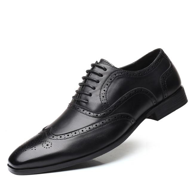 Men's Dress Shoes Luxury Italian Style Pointed Toe Formal Business Leather Shoes