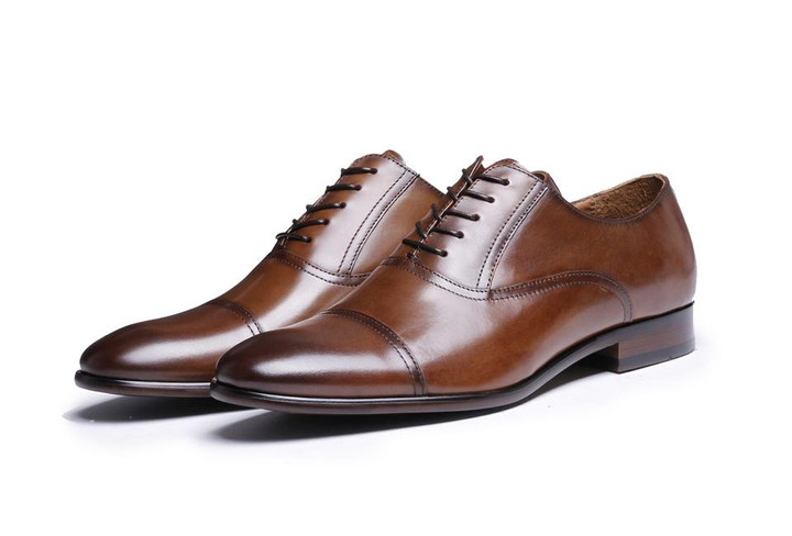 Men Dress Shoes Top Brand Full Grain Leather Retro Fashion Oxford Shoes