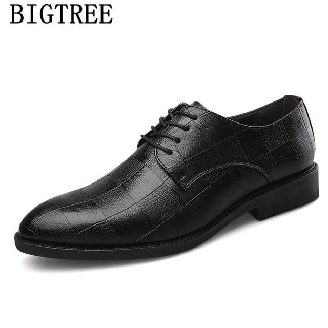 Men dress shoes genuine leather brand designer oxford shoes