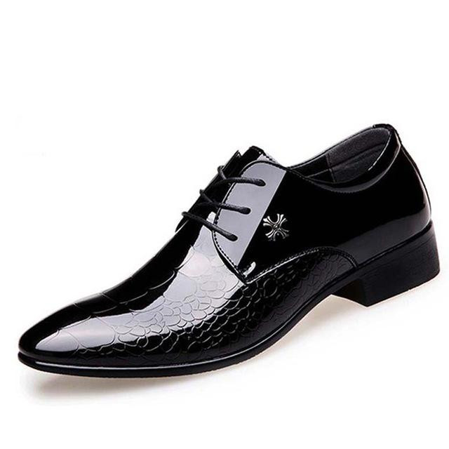 Men Dress Shoe Snake Skin Grain Leather Lace Up Luxury Italian Formal Shoes