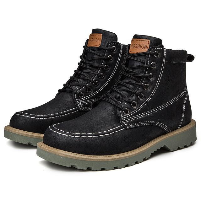 Men Boots Cool Fashion Leather High Top Boots Top Brand Designer