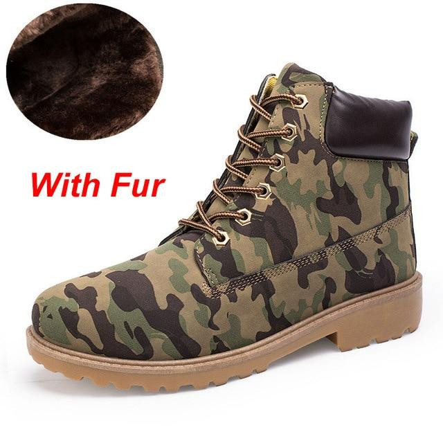 Men Ankle Boots Waterproof Warm Short Plush Fashion Brand Designer Military Boots