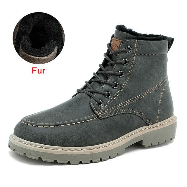 Men Boots Winter Leather Warm Lace Up High Top Boots Premium Quality