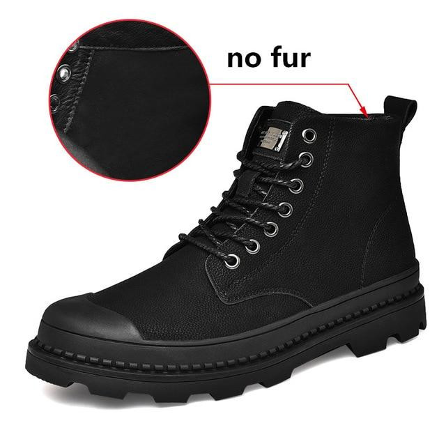 Men Boots Genuine Leather Winter Warm Military Style Cool Fashion Ankle Boots