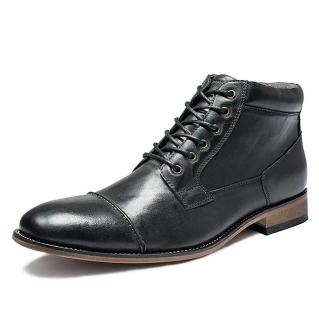 Men Boots Genuine Leather Vintage Fashion Top Brand Designer Ankle Boots