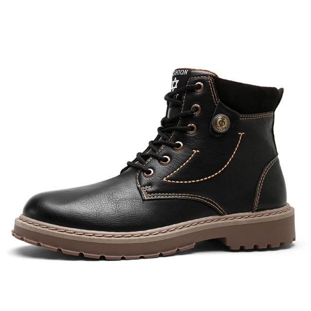 Men Boots Martens Leather Winter Warm Cool Fashion Style Ankle Boots