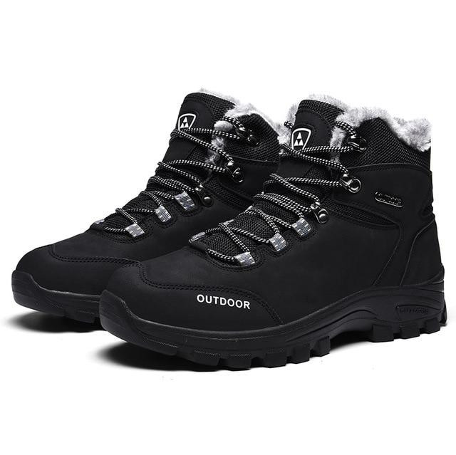 Men Snow Boots Warm Fur Top Quality Leather Cowboy Waterproof Winter Boots