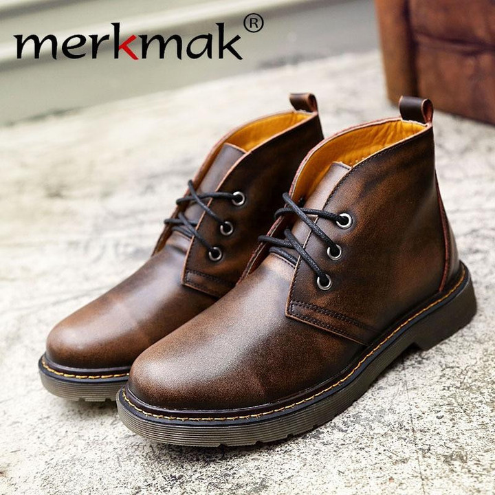 Men's leather boots fashion trend top qualiy handmade ankle boots