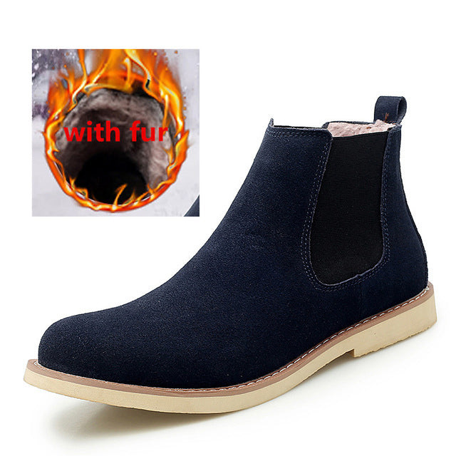 Luxury Fashion Men Suede Leather Handmade Ankle Boots