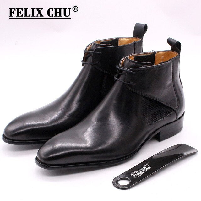 Men Luxury Handmade Calf Leather Chelsea Boots