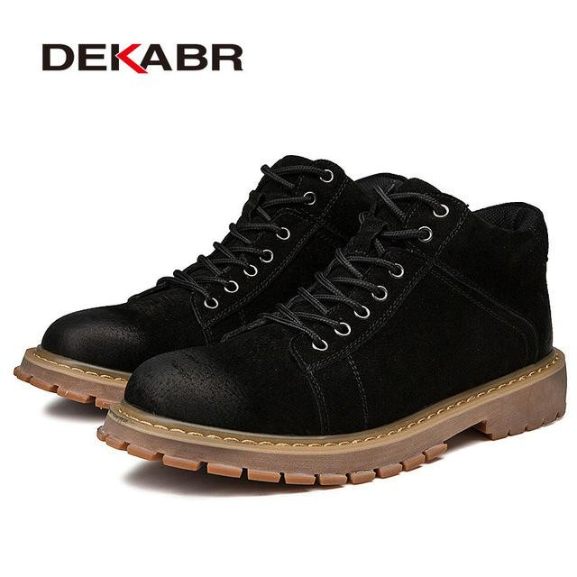 Men Boots Cow Leather Fashion Brand Italian Stylish Lace Up Ankle Boots
