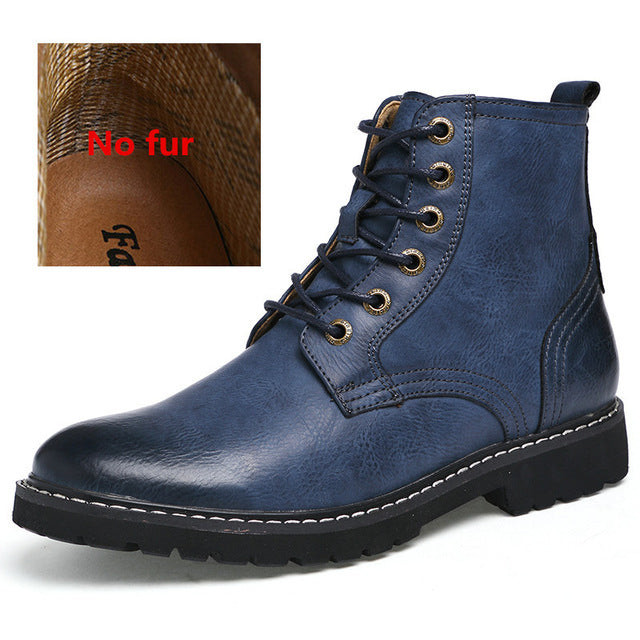 Men Fashion Pointed Toe Leather Mid-Calf Boots