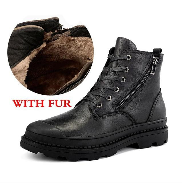 Men Boots Natural Leather Vintage Style Waterproof Ankle Boots